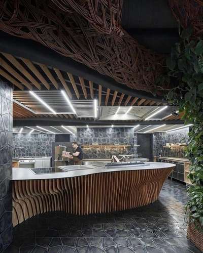 STK Restaurant in Olomouc, Czech Republic
Architects: Komplits
Principal Architect: Pavel Kříž
Year: 2019
Carpet area: 320 Sqm (3450 Sft)

Materials:
Basalt | kitchen floor
Oak | restaurant floor
Oak | tables
Willow branches | weaves
Cowhide | dropped ceiling
Steel tubes | tables
Rebars
Plants
Steel + brass | bulls


#worldarchitecture #interiordesign #architecture #decor #furniture #luxury #designer #handmade #inspiration #furnituredesign #style #designinspiration #wallpanel #sustainable #indoorplant #ShibariLight #restaurant #organic #organicinterior #greeninterior #organicdesign