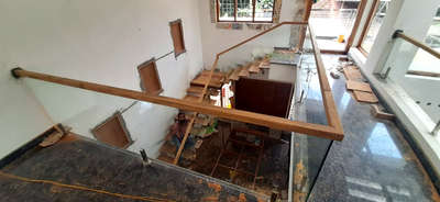 Glass Handrail, 12mm Glass Top Rail Wood, Spygot