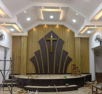 interior work in church @tvm
#wooden_panelling #GypsumCeiling