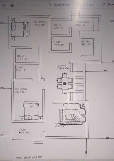 1258 Sq ft plan