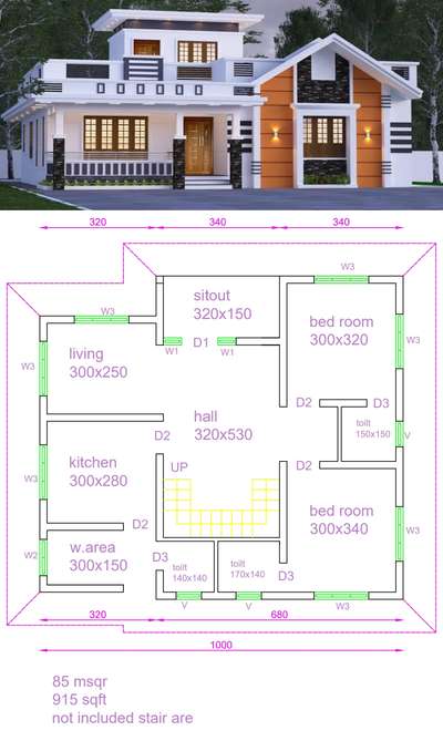 പ്ലാൻ നോക്കിയാൽ അറിയാം 915 sqft റ്റിൽ നല്ല സൗകര്യതൊടുള്ള ഒരു വീടാണെന്നു സാധാരണ കണ്ട് വരുന്നത് 2bed റൂം ഉള്ള വീടുകൾ 2 ലയർ ആണുണ്ടാവുക ഞാൻ അത് 3 ലയർ ആക്കി കാരണം 3 ലയർ ഉള്ള വീടിന്റെ exterior നമുക്ക് നല്ല രീതിയിൽ ഡിസൈൻ കൊടുത്തു ഔട്ടർ ലുക്ക്‌ വരുത്താൻ സാധിക്കും ഇതിന് ഞാൻ ഉപയോഗിക്കുന്നത് TATA യുടെ ഡോർ, വിൻഡോകളാണ് വുഡ് നേക്കാൾ 35% budget നമുക്ക് ലാഭമാണ് 15% year വാറന്റിയുമുണ്ട് അതിന്റെ distribution കൂടെ നമ്മൾ ചെയ്യുന്നുണ്ട്

#KMN_BUILDER'S