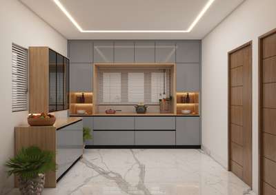 Residencial interior #ClosedKitchen  #kerala