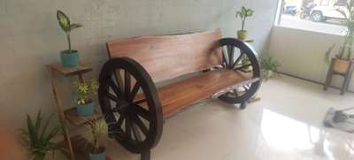 Antique wooden bench for waiting area in restaurant/bar/cafe/hotel.