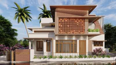residence design for Iqbal 
1800 sqft home
4BHK
Budget home
#jalli #3d #ElevationHome 
#SouthFacingPlan 
#Residencedesign 
#compoundwall #mezzaninefloor 
#budgethomeplan