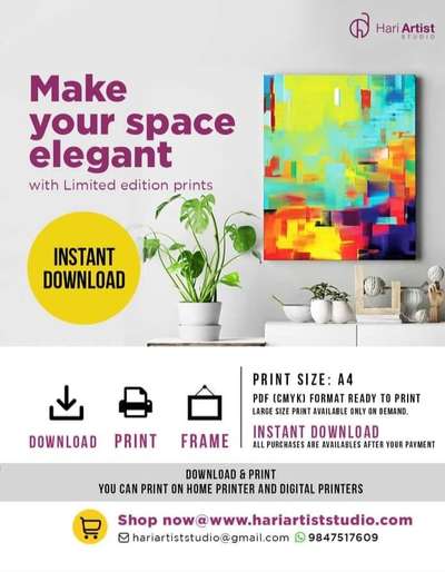 Instant download paintings with affordable price
₹99 onwards
visit:  
https://www.hariartiststudio.com/digital-prints

 #artprint #digitalart #watercolor #paintings #LUXURY_INTERIOR #luxuryhomedecore #Architect #InteriorDesigner #HomeDecor #HomeDecor #homedecoration #WallDecors #wallart