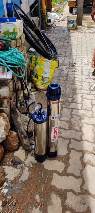 1.5 hp CRE BRAND borewell submersible pump installation at athani