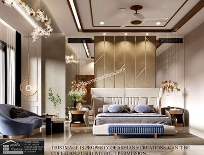 #master bedroom  #bed back  #cushioning  #beige and blues  #mirror  #ashianacreations  #please like and share