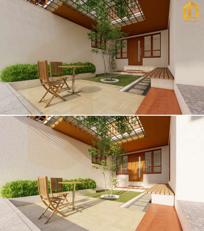 Exterior Courtyard Design by Keystone Architectural Design Studio at Kumbalam residence.