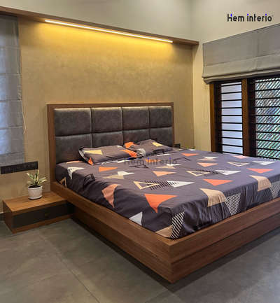 Modern bedroom 
Client - Mr Ziya
Site @ Arookutty 

 #modernbedroom #MasterBedroom #interiordesign  #cotheadboard #cusion #profildlight #BedroomDesigns #premiuminterior #moderndesigns #romanblinds #zebracurtain #woodfinish #greyandwood # grey #FlooringTiles #lights #interiordesignkochi