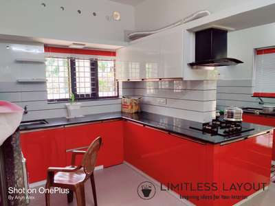 kitchen red & white glossy combination completed work