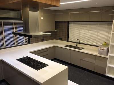 #ModularKitchen stainless  steel with Glass doors