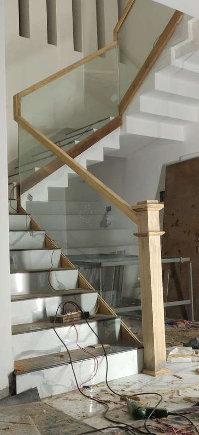 wood and glass handrails