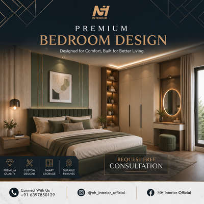 ✨ Transform Your Space with Premium Bedroom Design Ideas 💡

Create a bedroom that feels stylish, comfortable & luxurious every single day 🛏️✨

✔️ Modern & Elegant Designs
✔️ Smart Storage Solutions
✔️ Customized Interiors
✔️ Premium Quality Finishes

Make your dream bedroom a reality with NH Interior 🤍

📞 Contact us today for a FREE consultation!

#BedroomDesign #InteriorDesign #LuxuryBedroom  #InteriorDesigner