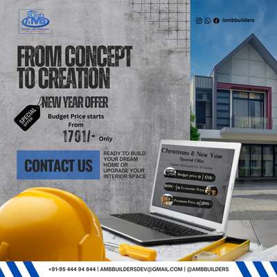 🎄✨ Christmas & New Year Special Sqft Rate Offer ✨🎄

This festive season, AMB BUILDERS & DEVELOPERS  is delighted to present an exclusive Christmas & New Year Construction Offer crafted to help you begin your dream project with unmatched value and quality.

As a token of appreciation for our clients, we are offering special discounted Sqft Rates on all new residential and commercial construction bookings made during this festive period.

🎁 Offer Highlights

Special Festive Sqft Rate: Enjoy exclusive discounted rates on complete construction packages.

Valid for Limited Period: Offer applicable for bookings made between 10/12/25 to 10/01/26.

Customizable Packages: Choose from Standard, Economy, Premium, and Luxury construction packages based on your budget and design preferences.

Assured Quality: We use high-quality materials, experienced workmanship, and follow strict construction standards.

Timely Delivery: Guaranteed project completion within the committed schedule.

Free Initia