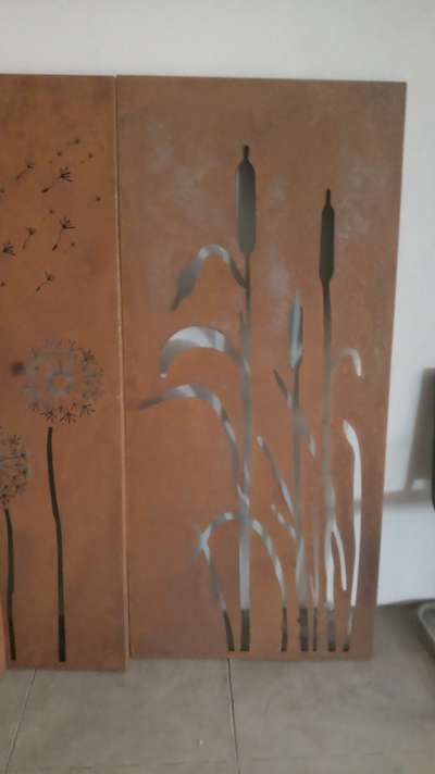 laser Cut metal art concept Corten steel for landscape area wall.