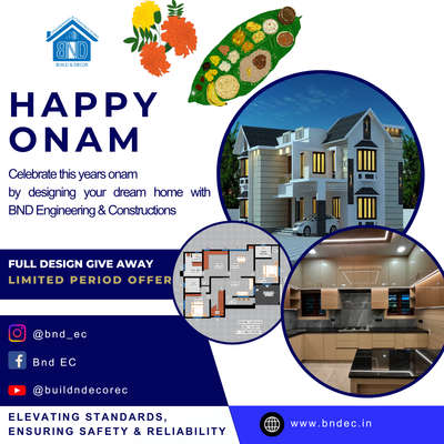 "Wishing You a Happy and Prosperous Onam! 🌸🎉"

Celebrate this Onam with a special gift from BND Engineering & Constructions! Along with our warm wishes, we are excited to announce our Onam Special Giveaway.

🏡 Full House Design Package Includes:

2D Floor Plan

3D Exterior Elevation

Structural Design

Interior Design

MEP Design

Bill of Quantities (BOQ)

Free Initial Site Visit

Hurry! Offer ends on September 20th. Let’s build your dream home together this festive season!

#HappyOnam #OnamWishes #Onam2024 #OnamCelebration #OnamGiveaway #BNDConstructions #HouseDesignGiveaway #DreamHome #KeralaHomes #CelebrateOnam #OnamOffer #HomeDesign #BuildingDreams