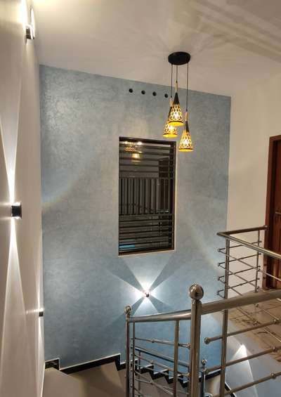 dune finish blue  #TexturePainting  #LivingroomTexturePainting  #StaircaseDecors  #stairwalltexture  #stairwalldesign  #stairwall  #testerwork  #texture