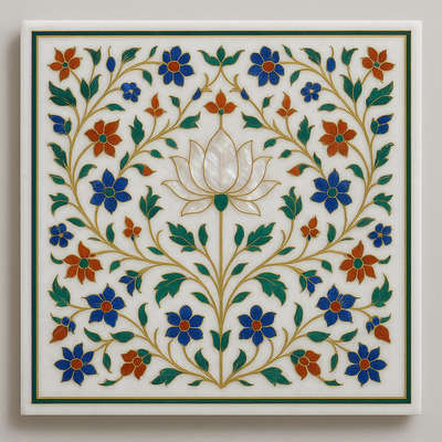 Marble inlay wall decor design stone handicraft work