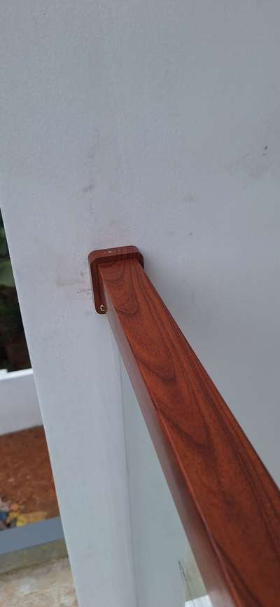 balcony handraill wooden finish  #glass  12mm  #toughen  #handrail  #balcony