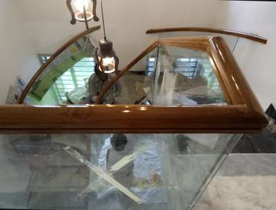 site @ alappey wooden hand rail with glass work  #GlassHandRailStaircase  #StaircaseHandRail  #handrailwork  #StaircaseHandRail