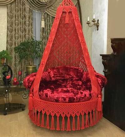*Macrame swing chair *
We have 30, 40 and 50 inch Swing.  
Macrame 30 inch Swing chair- Rs.6749.00
40 inch Rs.7349
50 inch Rs.8199

A cushion and two pillows are attached to the swing chair 
colour, size and design customisable 

You can select the design you like and there is no price difference in the design.  Price varies according to size.

Door delivery available all over Kerala
