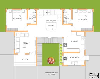 #2000sqftHouse #residentialbuilding #3BHKPlans #architecturedesigns #groundfloorplan  #courtyardgarden #openspace