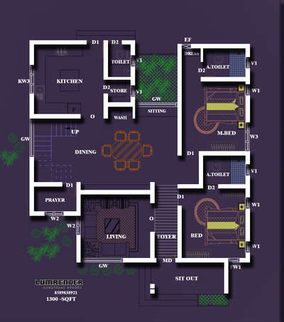 1300 sqft home plan🥰