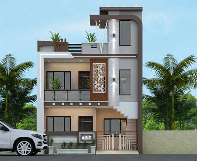 G+1 modern elevation. 
 #modernhouses 
#ElevationDesign 
#3delevation🏠