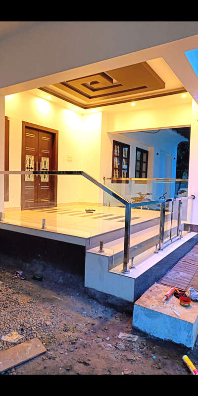 glass handrail 12 mm toughned ഗ്ലാസ്‌ 2×2 gerw pipe 304&  8" bhoot leg
 #Toughened_Glass  #GlassBalconyRailing  #GlassHandRailStaircase  #KeralaStyleHouse  #keralastyle  #StaircaseDecors  #StainlessSteelBalconyRailing