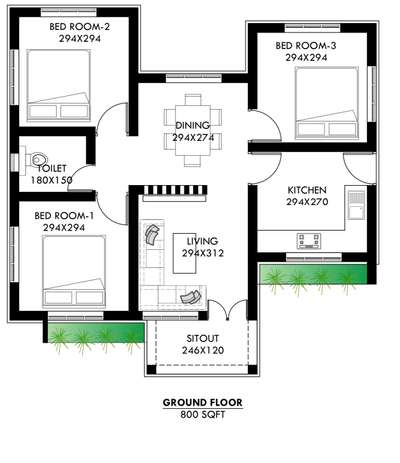 #3BHKHouse #800sqfthome #allkeralaconstruction #Palakkad #small_homeplans #HouseDesigns #FloorPlans