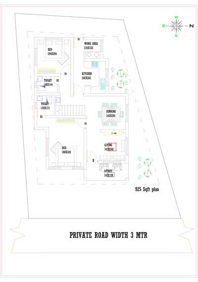 925 Sqft Plan