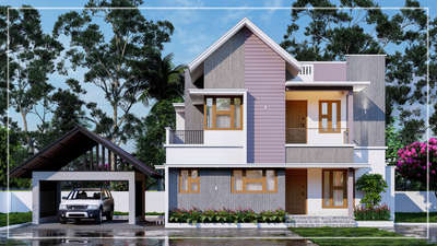 #doublefloorhouse  #doublestorey  #koloapp  #koloexteriordesign  #kolokottayam  #creativedesigns  #ContemporaryHouse  #contemporaryhomes