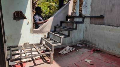 steel stair work going on Edamuttom site