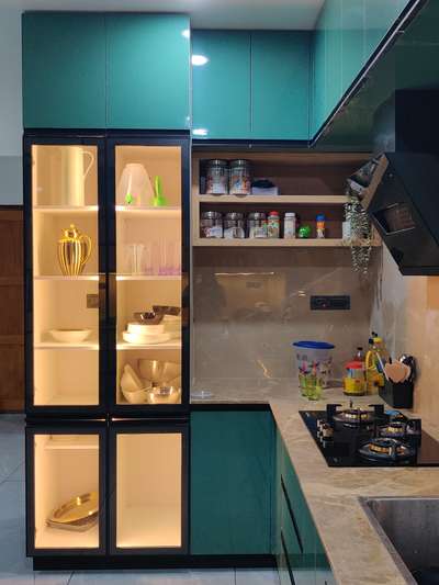 Crockery unit 
#KitchenIdeas #crockerynew #KitchenCabinet #LargeKitchen #crockey #InteriorDesigner