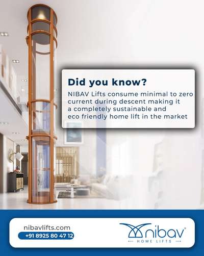 Did you know?

NIBAV Lifts consume minimal to zero
current during descent making it
a completely sustainable and eco friendly home lift in the market.

🌏 Website: https://bit.ly/3NiKqf9

📲Contact no : +91 8925804712

 #nibavlifts #nibavliftsindia #homelifts #homeelevators #lifts #elevators #liftforhome