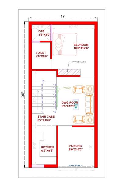 17 By 36  House Plan 

#FloorPlans #HouseDesigns #LayoutDesigns #2BHKPlans