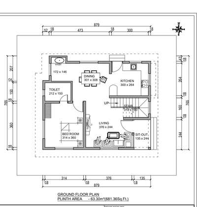 new work start total area 1290 sqft
sqft chargeb1650 rs