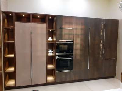 coffee brown kitchen with tall unit & inbuilt oven