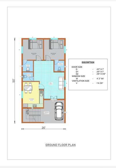 New floor plan 26*50 ft