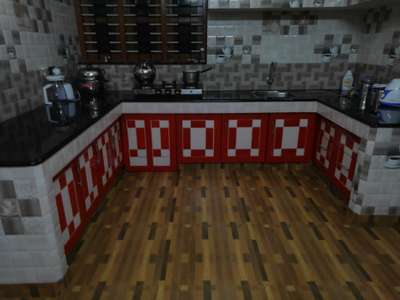 Kitchen cupboards made with wood, Enamel paint finish