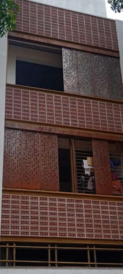 RSP Laser cut Corten steel Sliding  windows in Hegdenagar Bangalore. Withering steel no need to paint.