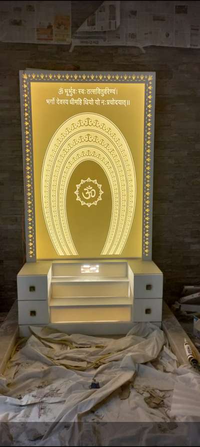 Corian solid surface temple work with back light effect