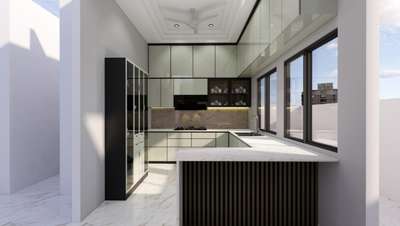 3d rendering of modular kitchen