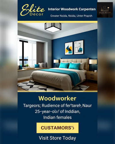 Transform your bedroom into a serene oasis with our bespoke interior woodwork carpentry services in Greater Noida, Noida! As a trusted name in Uttar Pradesh, we craft stunning bedroom interiors that exude elegance and sophistication. Book your appointment today and experience the magic of our expert craftsmen who bring your dream space to life. Visit today!