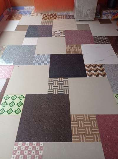 Waste tile mixed flooring..