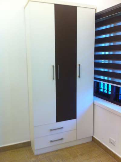 Slim 3Door Wardrobe :Material -PVC form board : Finish - PU  #WardrobeIdeas