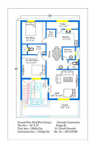 2BHK Plan with vastu