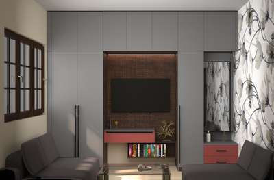 All time interior with Wardrobe and tv unit design combo. #InteriorDesigner  #HouseDesigns #architecturedesigns #zsarchitect  #tvbackpaneling #LivingRoomTVCabinet #WardrobeDesigns #vanitydesigns