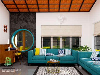 An oasis of style and comfort! This upper living space is beautifully designed, offering a fresh and inspiring atmosphere perfect for unwinding or entertaining. That ceiling is everything!

Client: Sharafudheen 
Area : Upper living area