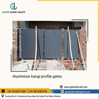 Aluminium profile gate by Hibza starling interiors Pvt Ltd manufacturer in delhi #aluminiumproflegate #alumiumdoor #aaluminiumgates #maingates #fancygates